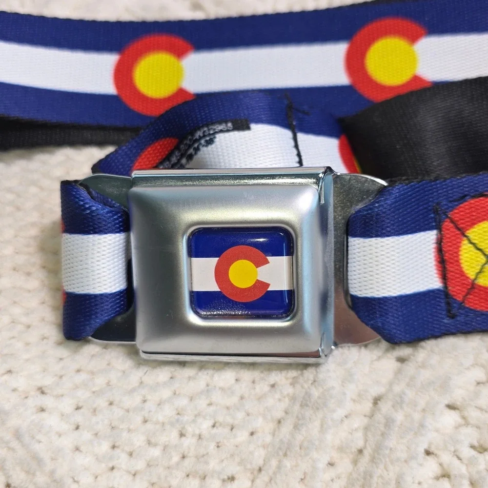 Buckle-Down‎ Seatbelt Belt Colorado State Flag Blue White Red Unisex to 44